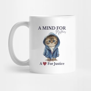 Mystery Mind Cat in a Blue Jacket Mug